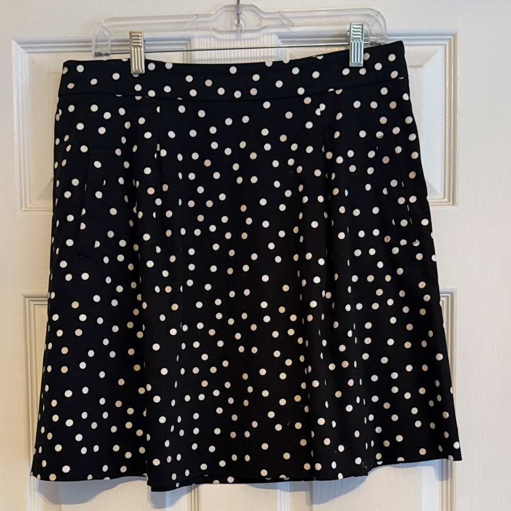 White House Black Market Black and White Polka Dot A-Line Skirt